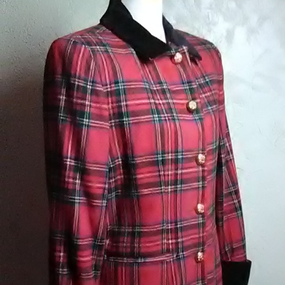 Savannah Vintage Red Plaid Blazer Size 14 - Picture 5 of 6